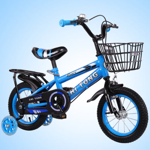 14 inch Children Bicycle Training Wheels Kids Bike with Rear Seat Blue