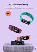 C07Q Children Sports Smart Wristband IP67 Waterproof Body Temperature Heart Rate Blood Pressure Monitor Activity Tracker Bracelet - Blue