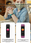 C07Q Children Sports Smart Wristband IP67 Waterproof Body Temperature Heart Rate Blood Pressure Monitor Activity Tracker Bracelet - Blue