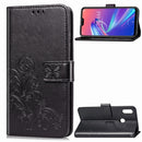 Lucky Clover Pressed Flowers Pattern Leather Case for ASUS ZB631KL, with Holder & Card Slots & Wallet & Hand Strap (Black)