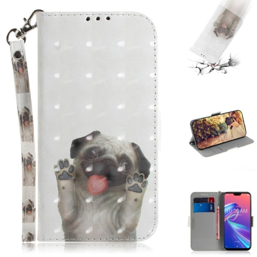 3D Colored Drawing Dog Pattern Horizontal Flip Leather Case for Asus Zenfone Max Pro (M2) ZB631KL, with Holder & Card Slots & Wallet