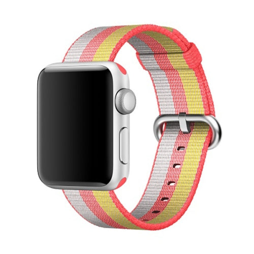 Stripe Woven Nylon Watchband For Apple Watch 38mm (Red)