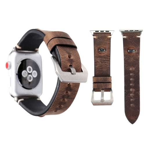 For Apple Watch Series 3 & 2 & 1 42mm Simple Fashion Cowhide Big Eyes Pattern Watch Strap