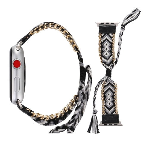 Clothes Wool Wrist Watch Band with Stainless Steel Buckle for Apple Watch Series 3 & 2 & 1 42mm(Black)