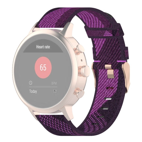 18mm Stripe Weave Nylon Wrist Strap Watch Band for Fossil Female Sport / Charter HR / Gen 4 Q Venture HR(Purple)