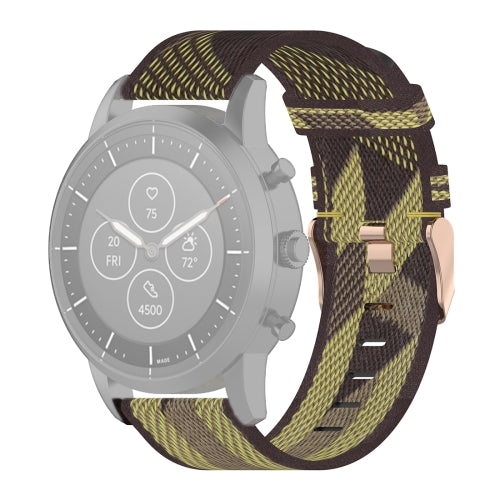 22mm Stripe Weave Nylon Wrist Strap Watch Band for Fossil Hybrid Smartwatch HR, Male Gen 4 Explorist HR & Sport (Yellow)