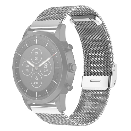 22mm Metal Mesh Wrist Strap Watch Band for Fossil Hybrid Smartwatch HR, Male Gen 4 Explorist HR, Male Sport(Silver)