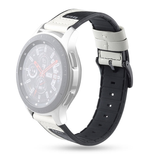 For Galaxy Watch 22mm Smart Watch Universal Silicone Skin + Carbon Fiber Texture Watchbands (White)