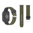 For Apple Watch Series 3 & 2 & 1 42mm Fashion Fishbone Pattern Silicone Watch Strap (Black+Yellow)