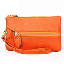 2001 Horizontal Square Litchi Texture Wallet Clutch Bag for Ladies, with Detachable Hand Strap & 6 Key Rings(Orange)