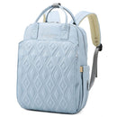 Waterproof Solid Color Rhombic Lattice Mummy Backpack Double-shoulder Bag(Lake Blue)