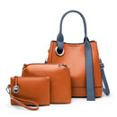 3 In 1 Fashion Solid Color Bucket Type Handbag Shoulder Bag(Brown)