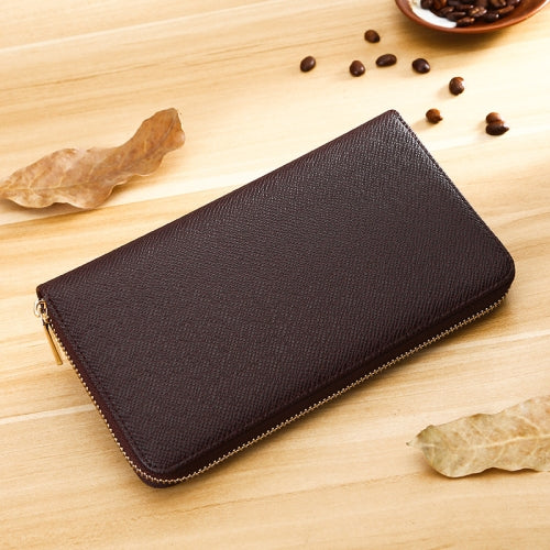 Organ Card Multiple-Card Holder Long Men Wallet Cross Texture Leather Clutch Bag (Coffee)