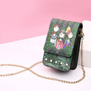 Modern Girls Pattern Leisure Fashion PU Leather Chain Slant Shoulder Bag (Green)