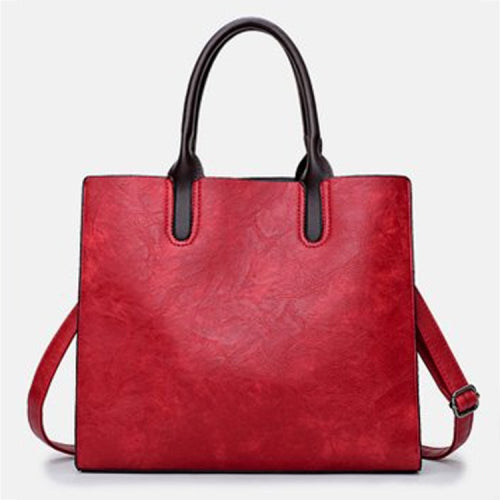Leisure Fashion PU Leather Slant Shoulder Bag Handbag (Wine Red)