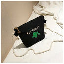 Cactus Pattern Leisure Fashion Canvas Slant Shoulder Bag (Black)