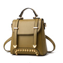 Rivet Pattern Leisure Fashion PU Double Shoulder Bag Handbag(Army Green)