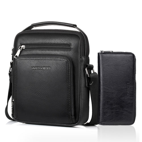 WEIXIER 18062 Multifunctional Men Business Handbag Crossbody Bag Single Shoulder Bag with Handbag (Black)