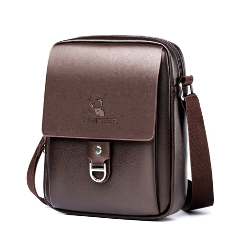 WEIXIER 8643 Men Business Casual PU Leather Handbag Crossbody Bag (Brown)