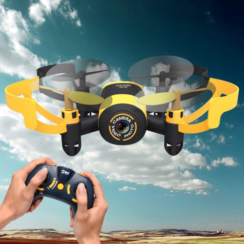 512V Mini 360 Degree Flip 4-Channel 2.4GHz Radio Control Quadcopter with 0.3MP Camera & 4G TF Memory Card & 6-axis Gyro(Yellow)