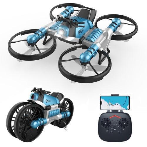 2 In 1 Land Air Deformation Motorcycle Remote Control Aircraft Quadcopter Drone, Wifi Camera Version (Blue)