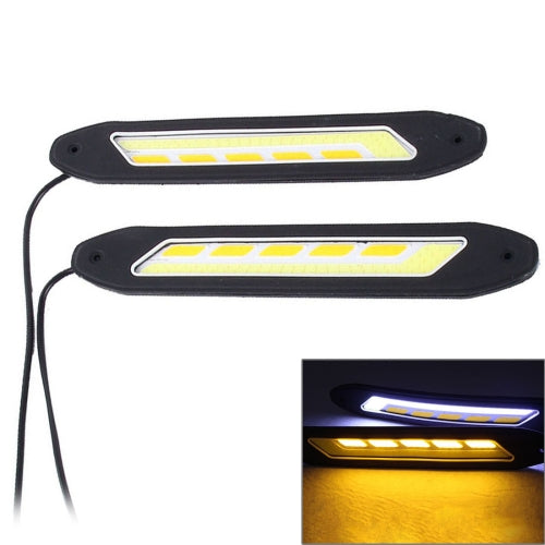 2 PCS DC 12V 10W 6000K Car DRL Daytime Running Lights Lamp(White Light + Yellow Light)