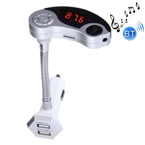 GT86 Dual USB Charger Car Bluetooth FM Transmitter Kit, Support LCD Display / TF Card Music Play / Hands-free(Silver)