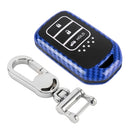Carbon Fiber Texture Car Key Protective Cover for Honda Smart 3-button English Tailgate (Blue)