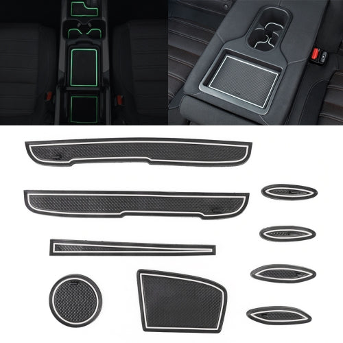 Car Water Cup Gate Slot Mats Plastic White Luminous Anti-Slip Interior Door Pad for Toyota Vios 2014-2016