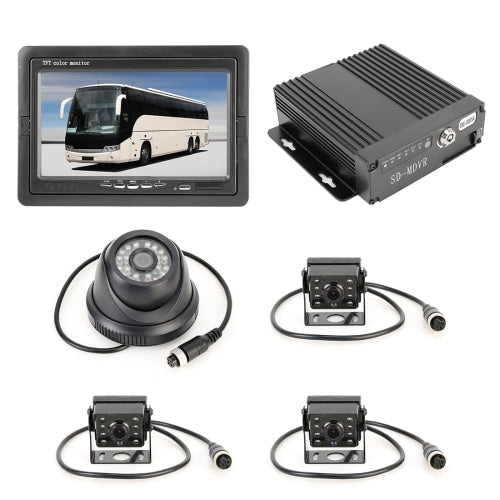 Truck 360 Degree Real-time Monitoring 4 CH SD Real-time 720P 1280*720 Pixels SD Mobile DVR, Support SD Card(Max 128G), with Monitor
