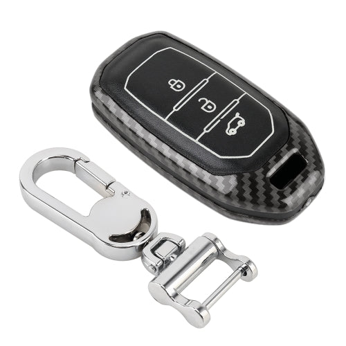 Carbon Fiber Texture Car Key Protective Cover for Ford Territory Smart (Black)