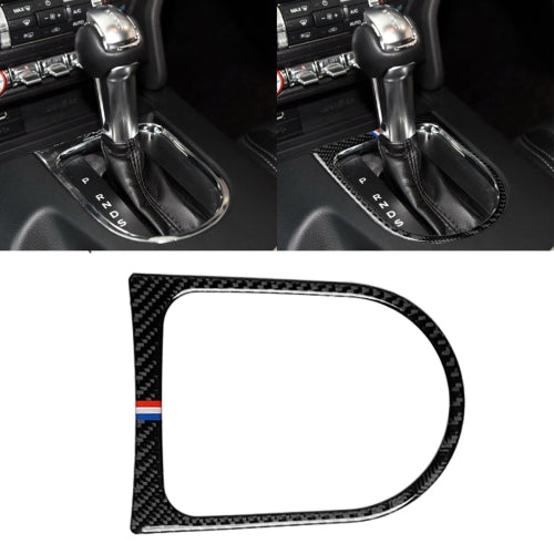 Car USA Color Carbon Fiber Shift Frame Decorative Sticker for Ford Mustang 2015-2017