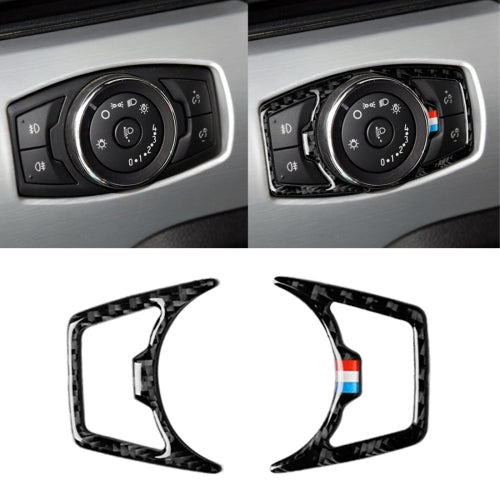 2 PCS Car USA Color Carbon Fiber Headlight Frame Decorative Sticker for Ford Mustang 2015-2017