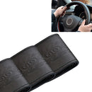 MILI Four Seasons Genuine Leather Hand-stitched Car Adaptation Steering Wheel Cover(Black)