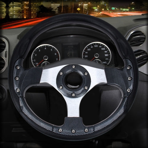 Car Modified Racing Sport Horn Button Steering Wheel, Diameter: 32cm(Black White)