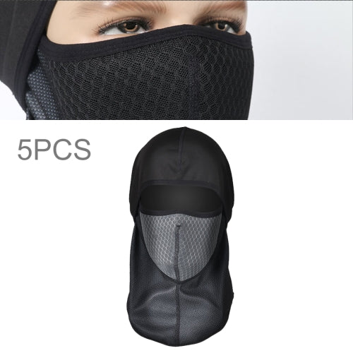 5 PCS Fleece Warm Headdress Fall and Winter Windproof Hat Outdoor Sports Full Face Riding Masks(Grey)