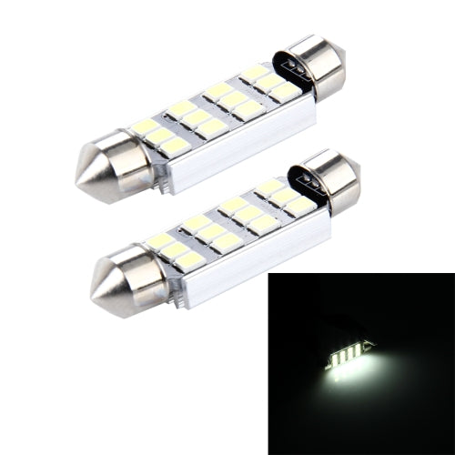 2 PCS 3.5W 250 LM 6000K 41MM 12 SMD-2835 LEDs Bicuspid Port Decoding Car Dome Lamp LED Reading Light, DC 12V(White Light)