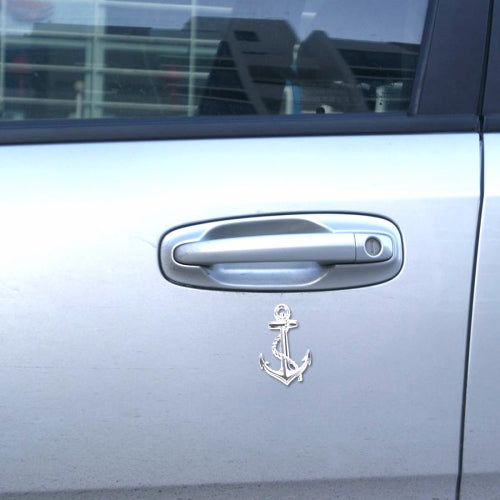Ship Anchor Shape Car Auto Metal Free Stickers(Silver)