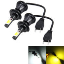 2 PCS H7 DC 12V 6W 6000K+3500K Car LED Fog Lights with Double-sided COB Lamps (White Light+Yellow Light)