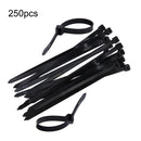 250 PCS 8mm*200mm Nylon Cable Ties(Black)
