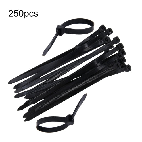 250 PCS 8mm*200mm Nylon Cable Ties(Black)