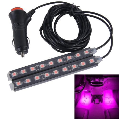 2 in 1 4.5W 18 SMD-5050-LEDs RGB Car Interior Floor Decoration Atmosphere Neon Light Lamp, DC 12V(Pink Light)