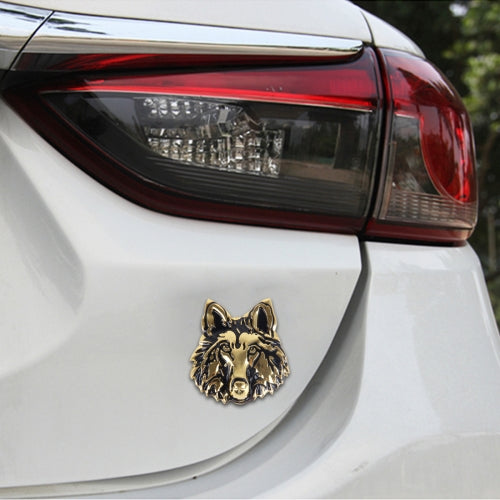 Wolf Head Shape Shining Metal Car Free Sticker