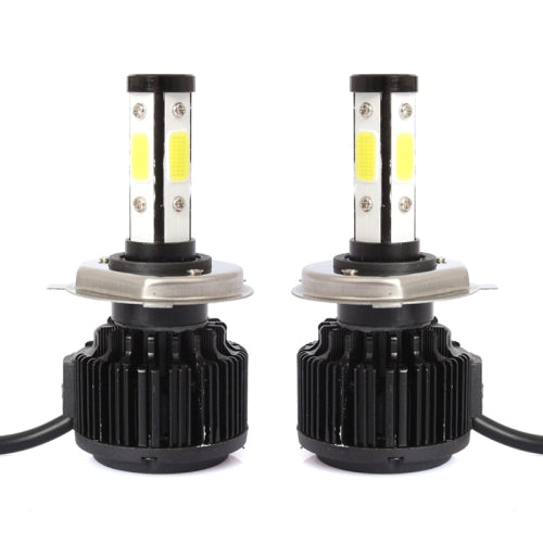 2 PCS X6 H4 36W 3600LM 6500K 4 COB LED Car Headlight Lamps DC 9-32V White Light(Black)