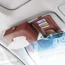 DERANFU Lichee Texture Multi-function Car Hang Type Towel Box with Card Holder(Dark Brown)