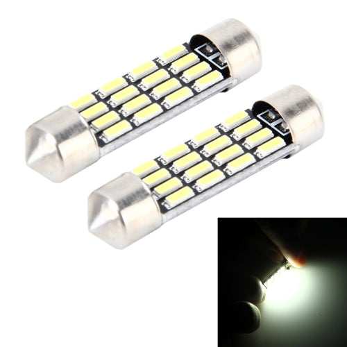 2 PCS 2W 100 LM 6000K 36MM Bicuspid Port Car Dome Lamp LED Reading Light with 16 SMD-4014 LED Lamps, DC 12V (White Light)
