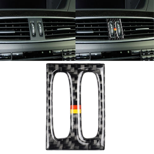 Car German Flag Carbon Fiber Intermediate Air Outlet Panel Decorative Sticker for Mercedes-Benz W204 2011-2013