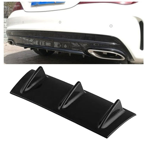 Universal Car Rear Bumper Lip Diffuser 3 Shark Fin Style Black ABS, Size: 35.5 x 30.5 x 15.2cm