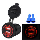 Universal Car Charger 2 Port Power Socket Power Dual USB Charger 5V 4.2A IP66 with Aperture (Red Light)