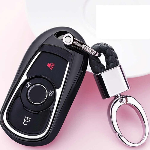 Electroplating TPU Single-shell Car Key Case with Key Ring for BUICK Hideo / VERANO / Regal / Lacrosse / Excelle / ENVISION (Black)
